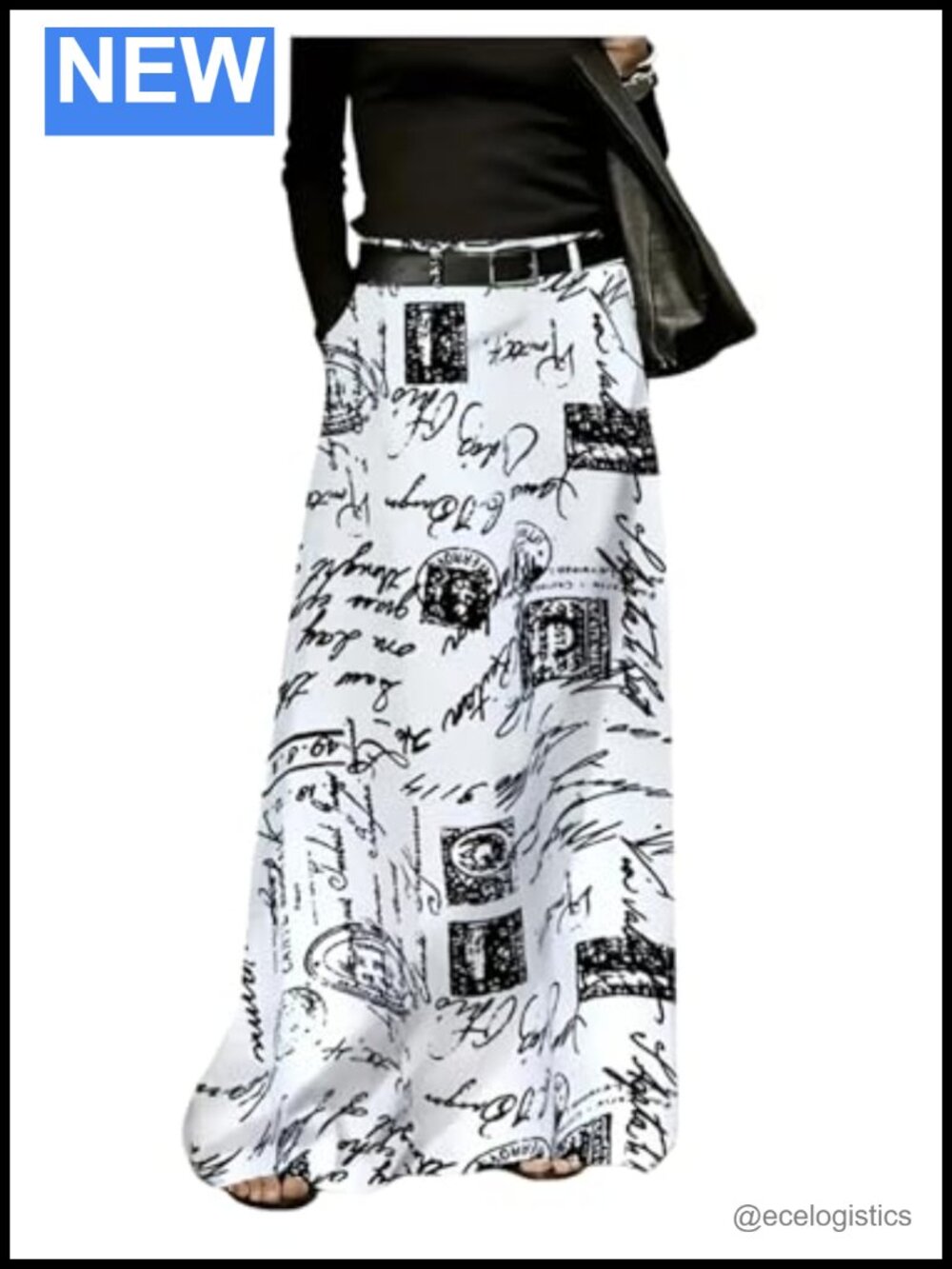 SHENHE Women's Graphic Print High Waisted A-Line Maxi Skirt with Pockets